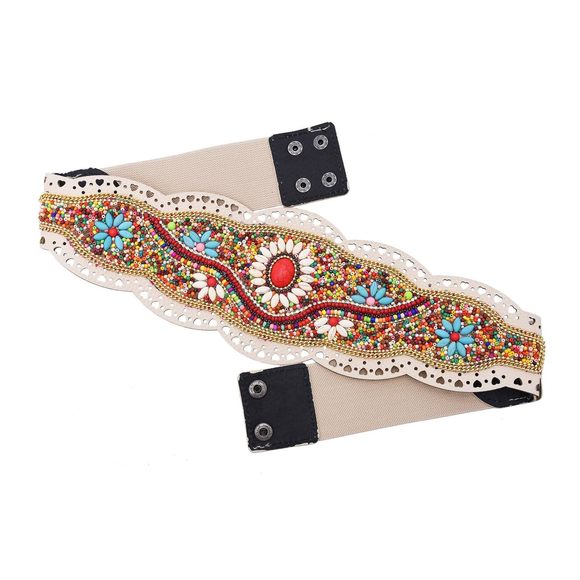 Bohemian Women Belt Handmade Beaded Flower Ethnic Statement Wide Elastic Body😃 - Picture 3 of 4
